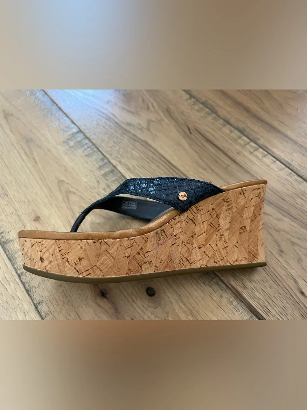 UGG Textured Cork Wedge Sandals